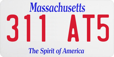 MA license plate 311AT5