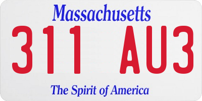 MA license plate 311AU3