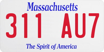 MA license plate 311AU7