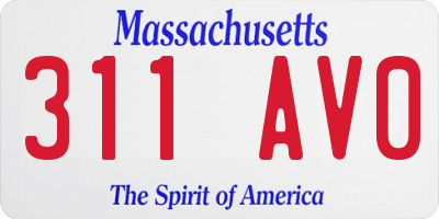 MA license plate 311AV0