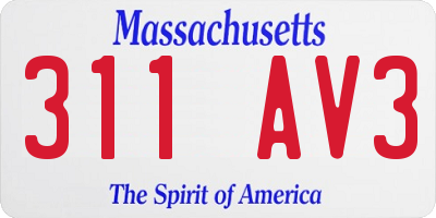 MA license plate 311AV3