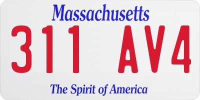 MA license plate 311AV4