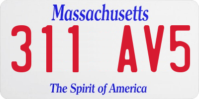 MA license plate 311AV5