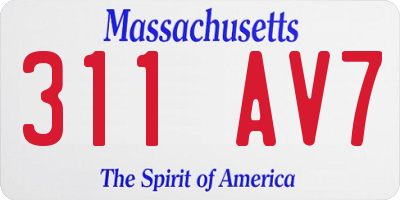 MA license plate 311AV7
