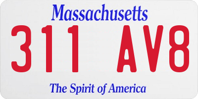 MA license plate 311AV8