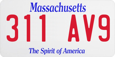 MA license plate 311AV9