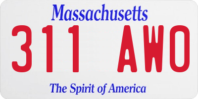 MA license plate 311AW0