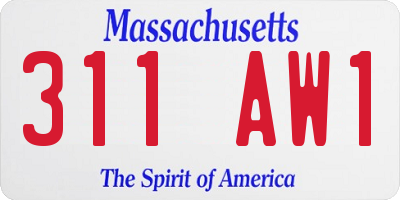 MA license plate 311AW1