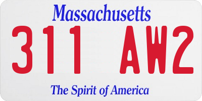 MA license plate 311AW2