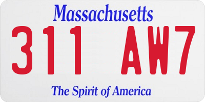 MA license plate 311AW7