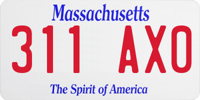 MA license plate 311AX0