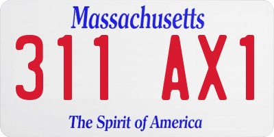 MA license plate 311AX1