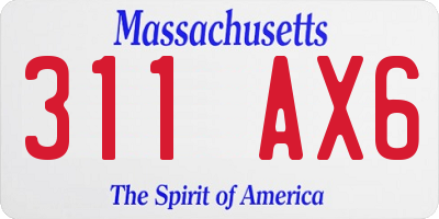 MA license plate 311AX6