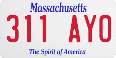 MA license plate 311AY0