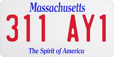 MA license plate 311AY1