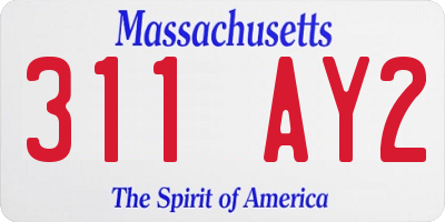 MA license plate 311AY2