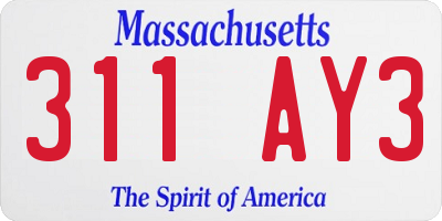 MA license plate 311AY3