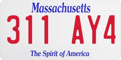 MA license plate 311AY4