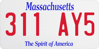MA license plate 311AY5