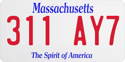 MA license plate 311AY7