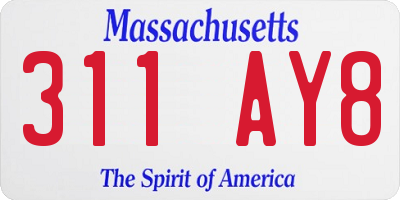 MA license plate 311AY8