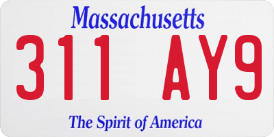MA license plate 311AY9