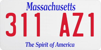 MA license plate 311AZ1