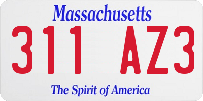 MA license plate 311AZ3