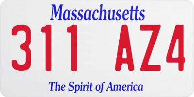 MA license plate 311AZ4