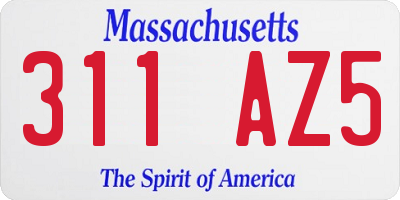 MA license plate 311AZ5