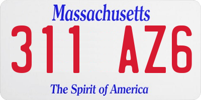 MA license plate 311AZ6