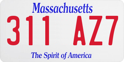 MA license plate 311AZ7