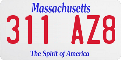 MA license plate 311AZ8