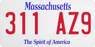 MA license plate 311AZ9