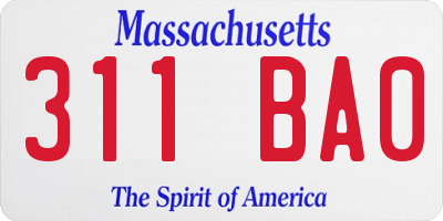 MA license plate 311BA0