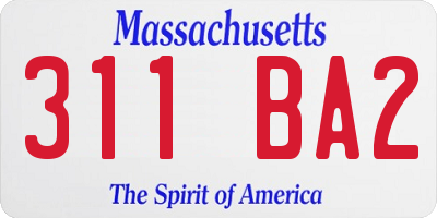 MA license plate 311BA2