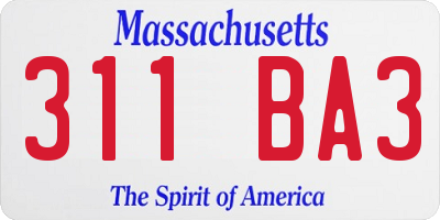 MA license plate 311BA3