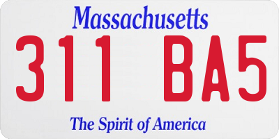 MA license plate 311BA5