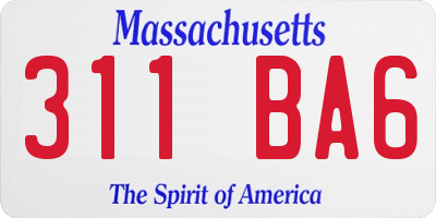 MA license plate 311BA6