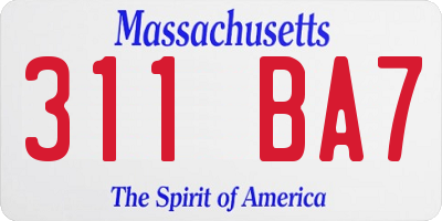 MA license plate 311BA7