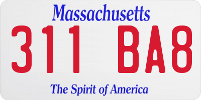 MA license plate 311BA8