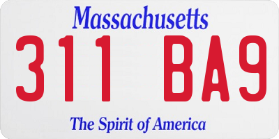 MA license plate 311BA9