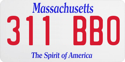 MA license plate 311BB0