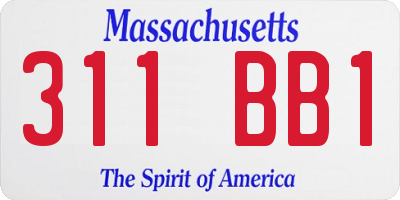 MA license plate 311BB1