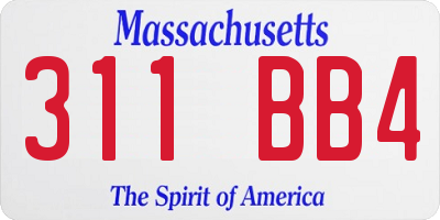 MA license plate 311BB4