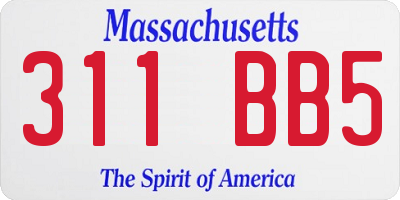 MA license plate 311BB5