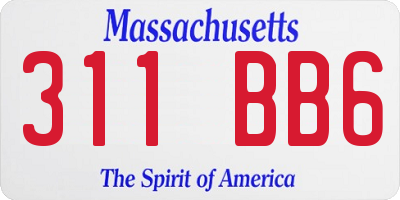 MA license plate 311BB6