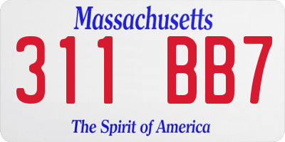 MA license plate 311BB7