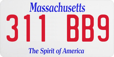 MA license plate 311BB9