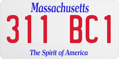 MA license plate 311BC1